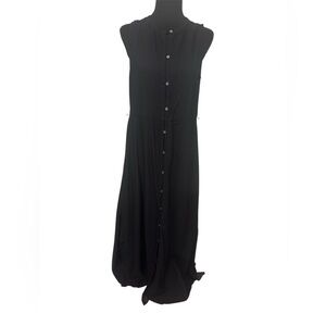Theory Black Button-Down Maxi Dress